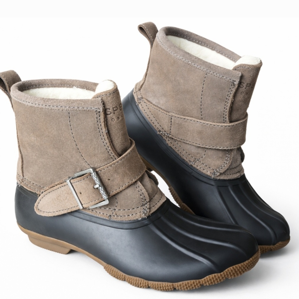 SPERRY Womens Girl's LEATHER TOP SIDER Fleece WINTER Rain SNOW BOOTS Shoe Size 5
